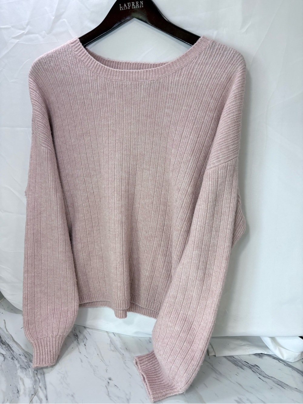 Dkny Light Pink Ribbed Crew Neck Sweater